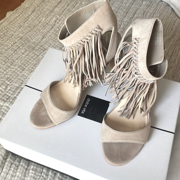 Dolce Vita Tassel Heels in Suede Natural - Picture 5 of 6
